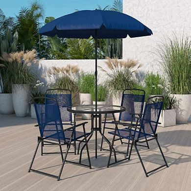 OUTDOOR DINING SET WITH GLASS TABLE