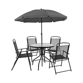OUTDOOR DINING SET WITH GLASS TABLE