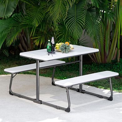 STEEL-BRACKETED GARDEN TABLE SET