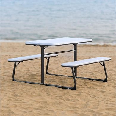 STEEL-BRACKETED GARDEN TABLE SET
