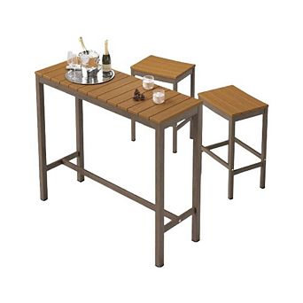 SLATTED OUTDOOR BAR SET