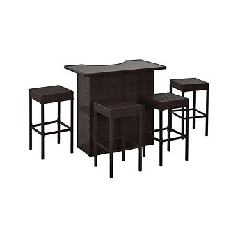 OUTDOOR BAR SET WITH GLASS COUNTERTOP