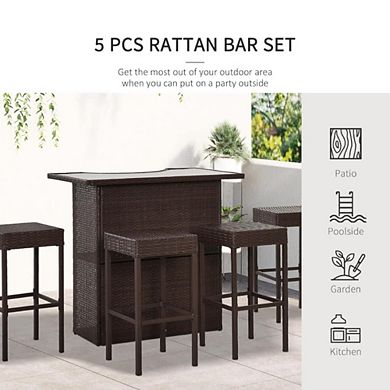 OUTDOOR BAR SET WITH GLASS COUNTERTOP