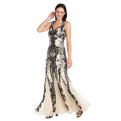 Women's R&M Richards Long Embellished Sequin Dress