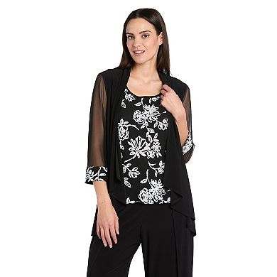 Women's R&M Richards 3-Piece Sequin Top, Jacket & Pant Set