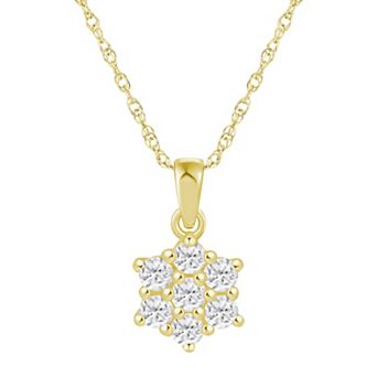Alyson Layne 10k Gold 1/2 Carat T.W. Lab Grown Diamond Floral Cluster Pendant Necklace