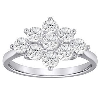 Alyson Layne 10k White Gold 1 1/2 Carat T.W. Lab Grown Diamond Cluster Ring