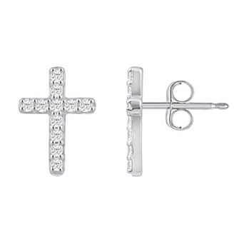 Alyson Layne 10k Gold 1/4 Carat T.W. Lab Grown Diamond Cross Stud Earrings