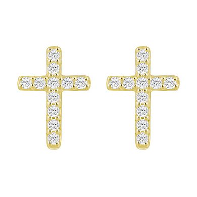Alyson Layne 10k Gold 1/4 Carat T.W. Lab Grown Diamond Cross Stud Earrings