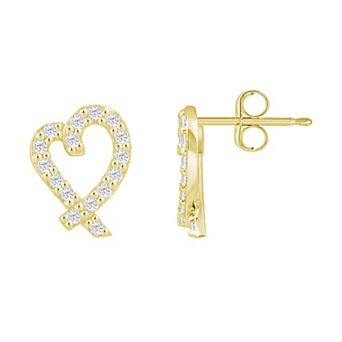 Alyson Layne 10k Gold Lab Grown Diamond Heart Stud Earrings