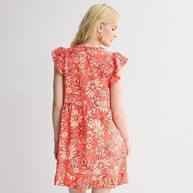 Women's Sonoma Goods For Life® Silk-Like Flutter Sleeve Dress