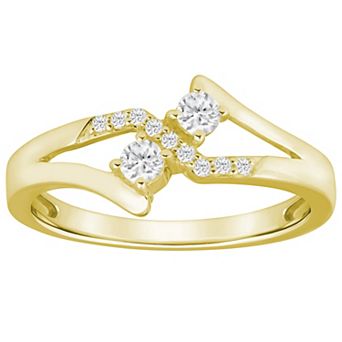 Alyson Layne 10k Gold 1/4 Carat T.W. Lab Grown Diamond Crossed Ring