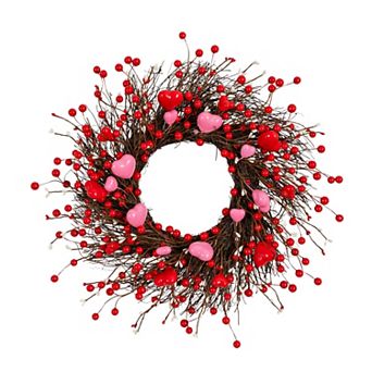 nearly natural Artificial Valentine's Day Heart & Berry Twig Wreath