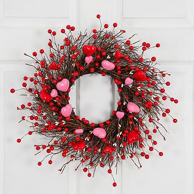 nearly natural Artificial Valentine's Day Heart & Berry Twig Wreath