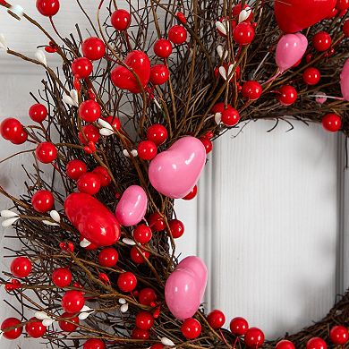 nearly natural Artificial Valentine's Day Heart & Berry Twig Wreath