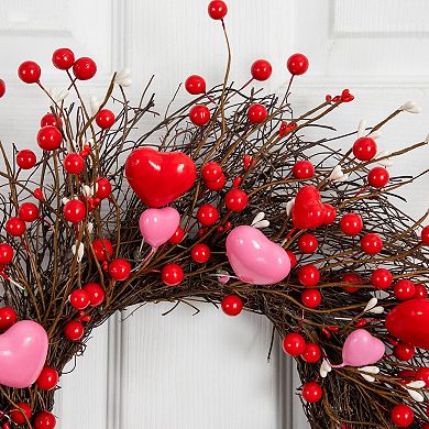 nearly natural Artificial Valentine's Day Heart & Berry Twig Wreath
