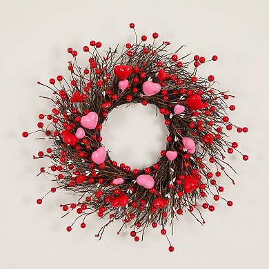 nearly natural Artificial Valentine's Day Heart & Berry Twig Wreath