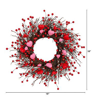 nearly natural Artificial Valentine's Day Heart & Berry Twig Wreath