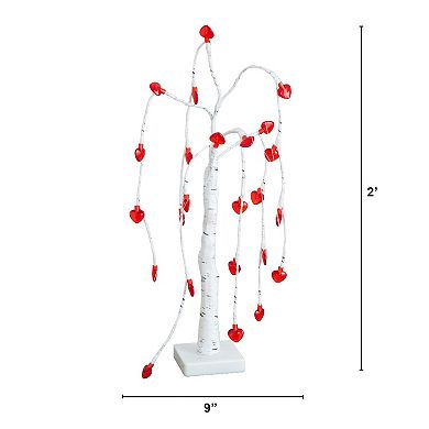 nearly natural Pre-Lit Artificial Willow Tree with 24 Heart Shaped LED Lights