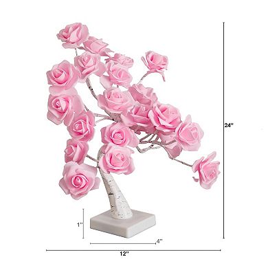 nearly natural Pre-Lit Artificial Twig Tree with 24 Rose Shaped LED Lights