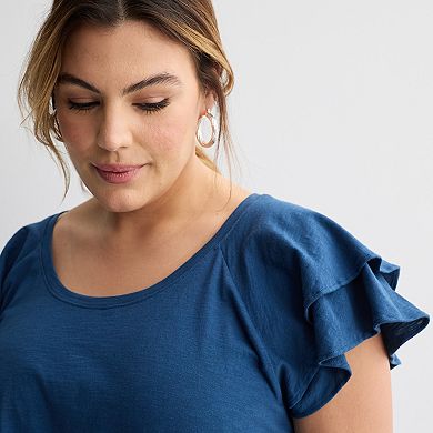 Plus Size Sonoma Goods For Life® Flutter Sleeve Tee