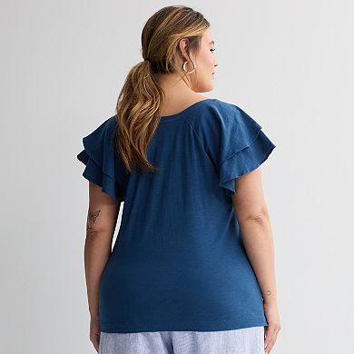 Plus Size Sonoma Goods For Life® Flutter Sleeve Tee
