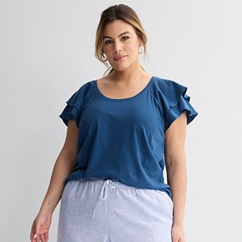 Plus Size Sonoma Goods For Life® Flutter Sleeve Tee