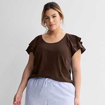 Plus Size Sonoma Goods For Life® Flutter Sleeve Tee