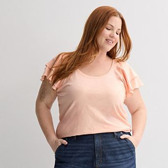 Plus Size Sonoma Goods For Life® Flutter Sleeve Tee
