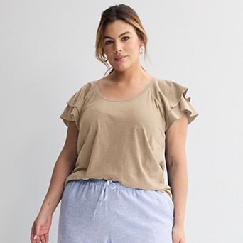 Plus Size Sonoma Goods For Life® Flutter Sleeve Tee