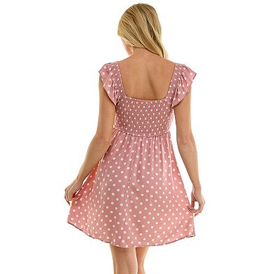 Juniors' Lily Rose Cinched Smocked Flutter Skater Dress