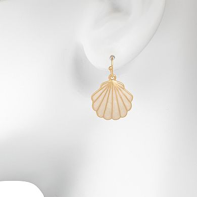 LC Lauren Conrad Gold Tone Enamel Shell Drop Earrings