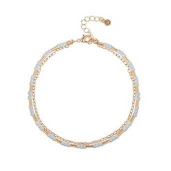 LC Lauren Conrad Gold Tone Delicate Beaded Anklet