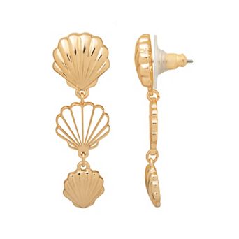 LC Lauren Conrad Gold-Tone Triple Shell Drop Earrings