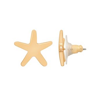 LC Lauren Conrad Gold Tone Starfish Button Earrings