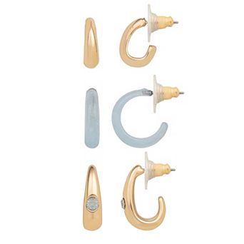 LC Lauren Conrad 3-Pair Gold Tone Hoop Earring Set