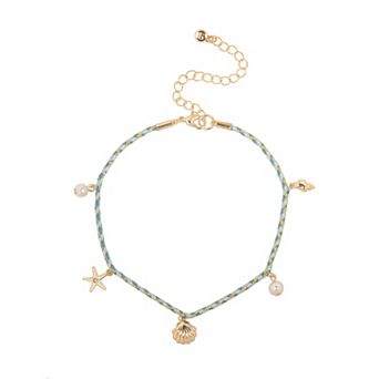 LC Lauren Conrad Gold Tone Whimsy Sealife Charm Anklet