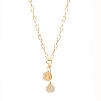 LC Lauren Conrad Gold-Tone Sun & Shell Charms Pendant Necklace