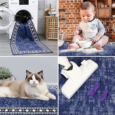 Modern Solid Color Area Rug Minimalist Machine Washable Non Slip Low ...