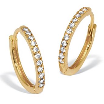 PalmBeach Jewelry Round Crystal Goldtone Hoop Earrings