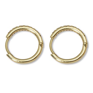 PalmBeach Jewelry Round Crystal Goldtone Hoop Earrings