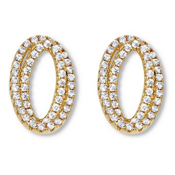 PalmBeach Jewelry .80 TCW Round CZ 14k Yellow Gold-Plated Concentric Circle Drop Earrings
