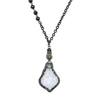 PalmBeach Jewelry Crystal Pendant Black Ruthenium-Plated Drop Necklace 24-inch