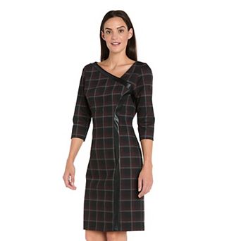 Petite R&M Richards Sheath Dress With Pleather Trim