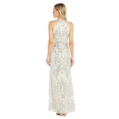 Petite R&M Richards Straight Gown With All Over Sequin