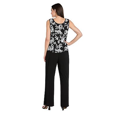 Petite R&M Richards 3-Piece Sequin Mix Media Top, Pant & Duster Set