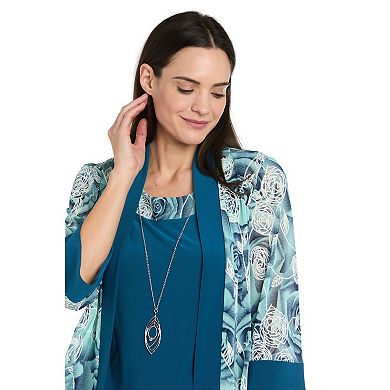 Petite R&M Richards 2-Piece Flyaway Jacket & Floral Print Dress Set
