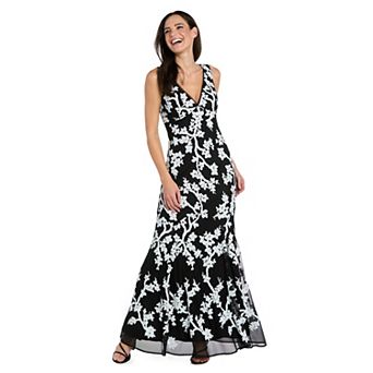 Petite R&M Richards Beaded Floral Fit & Flare Gown