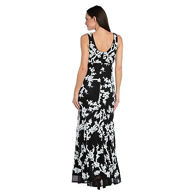 Petite R&M Richards Beaded Floral Fit & Flare Gown