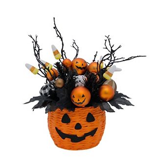Celebrate Together™ Halloween Wicker Jack O Lantern Botanical Arrangement